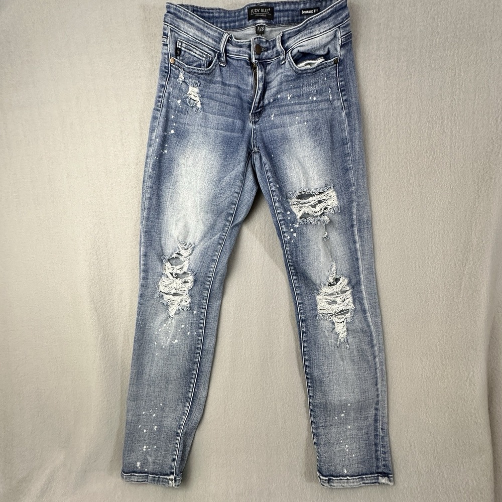 Judy Blue Jeans Womens 7/28 Boyfriend Fit Distressed Ripped Stretch JB82169LT - Picture 12 of 12